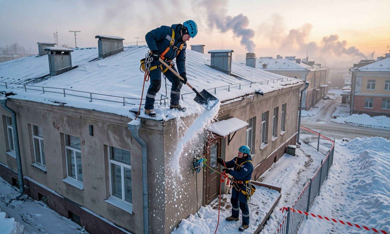 Чистка крыши от снега и наледи Чистка крыши от снега и наледи